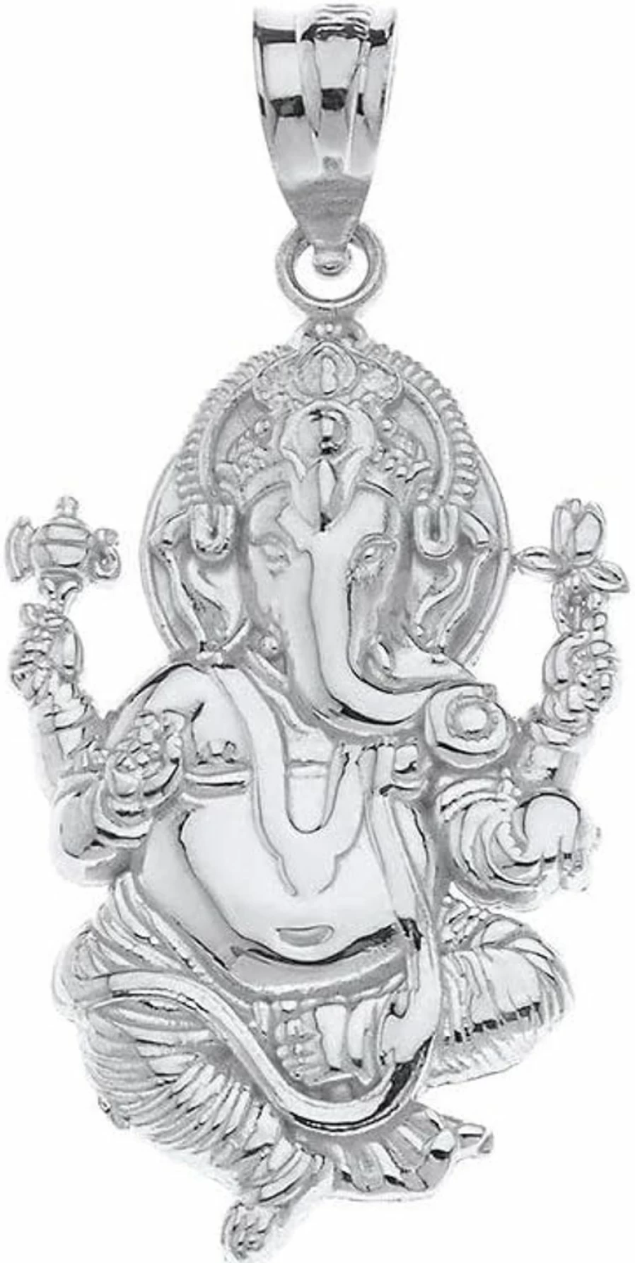 14K Gold Hindu Ganesha Elephant Pendant - Lord Ganesh Charm for Good Fortune - CaliRoseJewelry