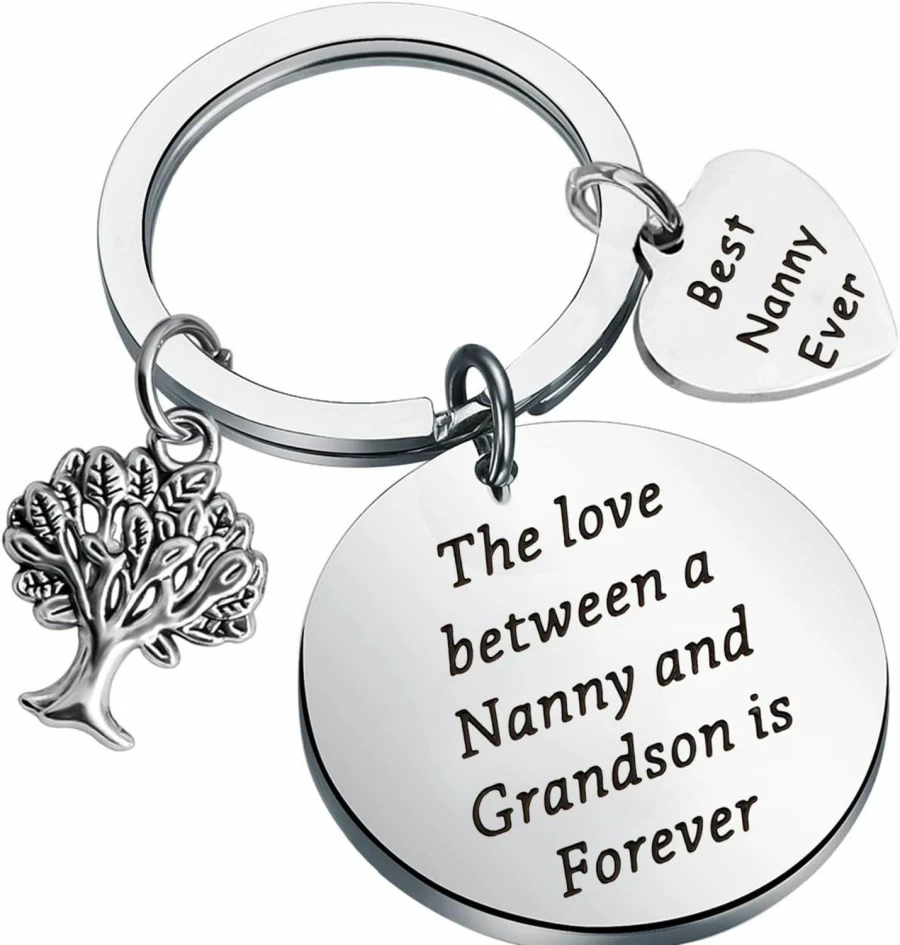 "FUSTMW Best Nanny Ever Keychain - Thoughtful Grandma Gift from Grandkids, Nanny Appreciation Jewelry Gift"