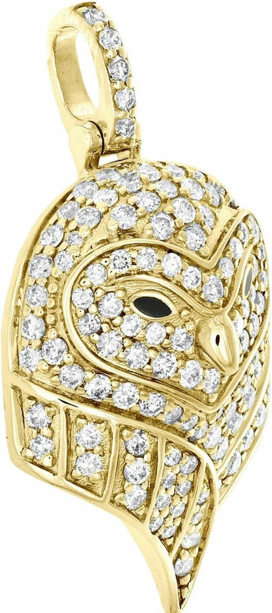 DTJEWELS 10K Yellow Gold Plated Diamond Owl Pendant Necklace 1.45ct Round Cut Charm Jewelry 1.40 Inch