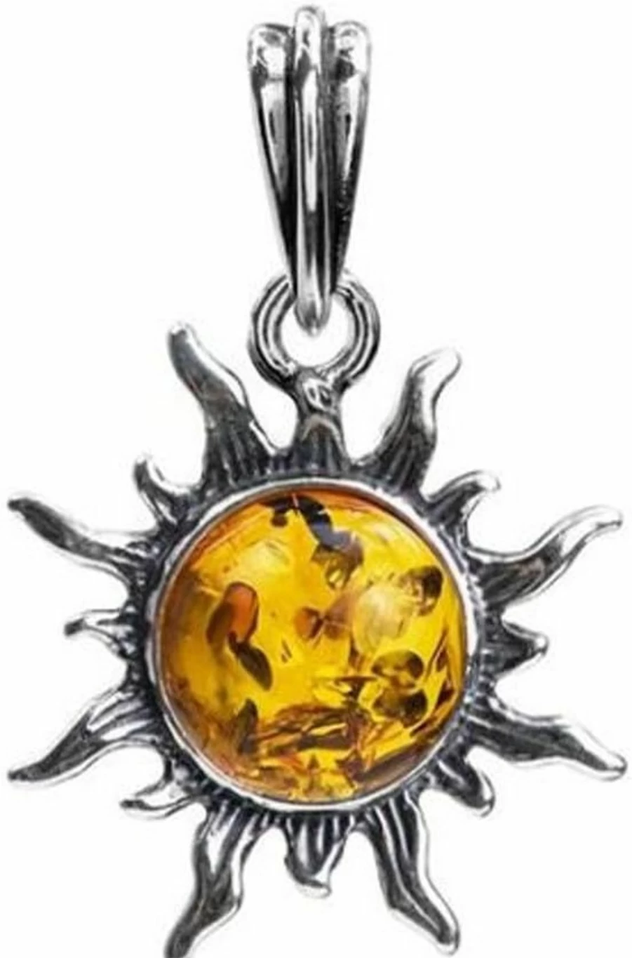 "Ian and Valeri Co. Sterling Silver Light Amber Sun Pendant Necklace"