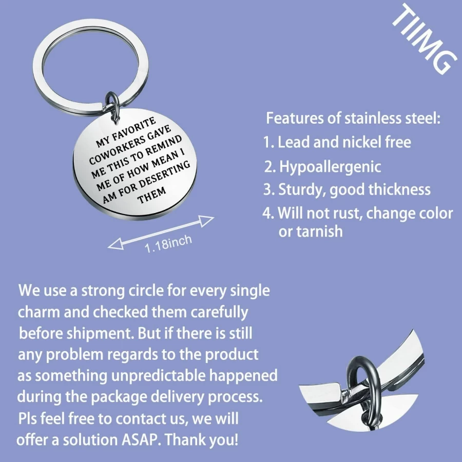 TIIMG Coworker Going Away Gift Keychain - Farewell Present for Favorite Colleagues